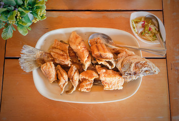 thai food of fried sea bass © dk_patt