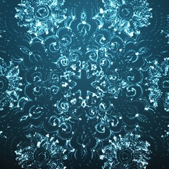 Abstract vector blue space background. Cyber flower. Glowing particles. Futuristic technology style. Elegant background for business presentations or gift cards.EPS10