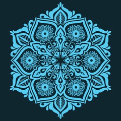 Vector ornamental round lace with damask and arabesque elements. Mehndi style. Orient traditional ornament. Zentangle-like round colored floral ornament.