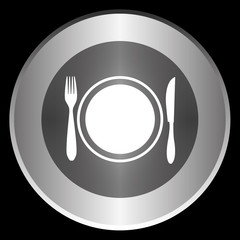 Food icon on a circle isolated on a black background