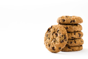 Chocolate chip cookies isolated on white background

