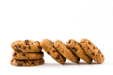 Chocolate chip cookies isolated on white background

