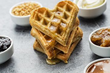 Waffle served with honey