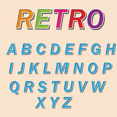  retro alphabet, vector illustration