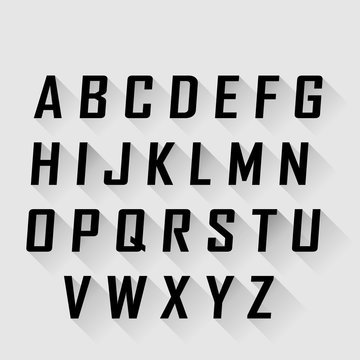 alphabet with long shadow effect, vector illustration