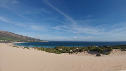 Fototapeta na wymiar Beautiful secluded beach view in Punta Paloma, Cadiz, Spain