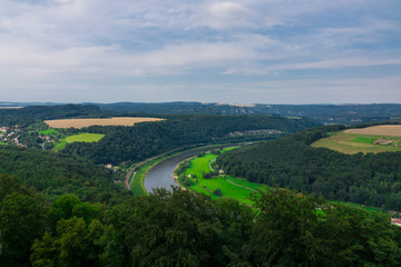 The panorama of landscape in Saxon Switzerland, Germany