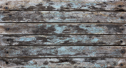 Old rustic weathered wooden background of blue color