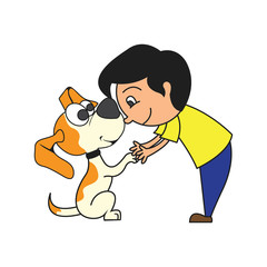 animal care concept, love, caring and affection to the animal. cartoon. vector illustration