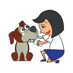 animal care concept, love, caring and affection to the animal. cartoon. vector illustration