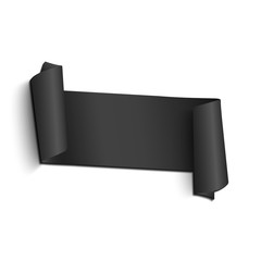 A realistic black ribbon in the form of a banner. Empty space for your projects. Falling shadows on the surface