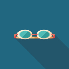 Swim goggles flat square icon with long shadows. - obrazy, fototapety, plakaty