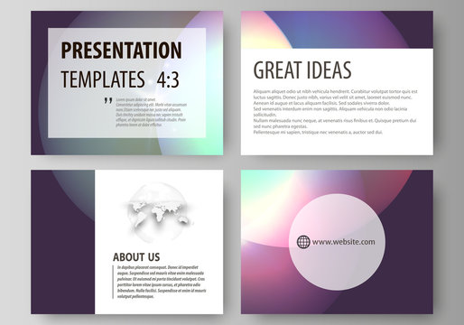 Set of business templates for presentation slides. Easy editable abstract vector layouts. Retro style, mystical Sci-Fi background. Futuristic trendy design.