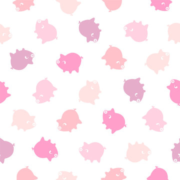 Seamless vector pattern - pink pig