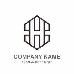 Fototapeta premium Monogram Letter H Geometric Hexagon Square Strips Architecture Interior Business Company Stock Vector Logo Design Template 