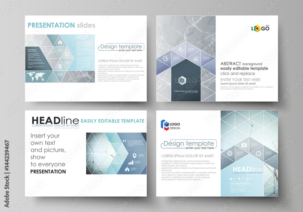 Aufkleber set of business templates for presentation slides. abstract vector layouts in flat design. chemistry