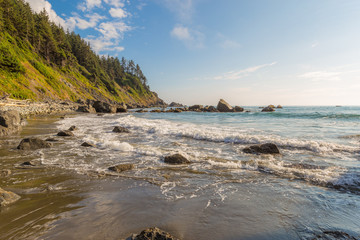 Large boulder among the waves in the sea. Redwood national and state parks. California, USA