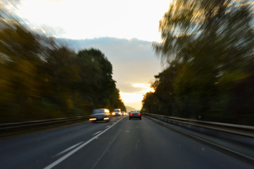 Dangerous situation in traffic during autumn