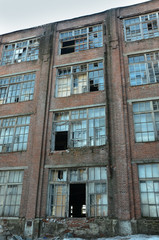 Destroyed old factory in a small town. Russia