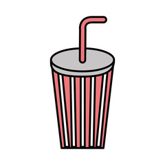 soda glass with straw icon vector illustration design