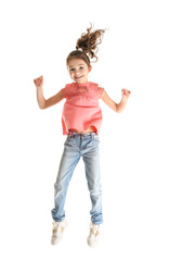 Cute little girl on white background