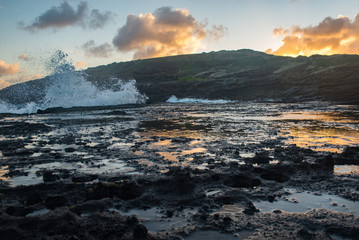 Crashing Waves at Sunset