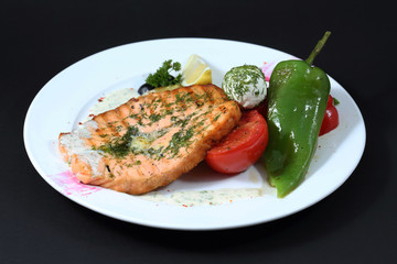 Baked fish. Elegant serving.