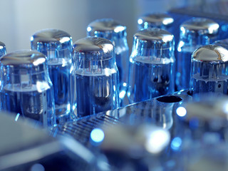 Hifi lamp audiophile amplifiers. Close-up view.