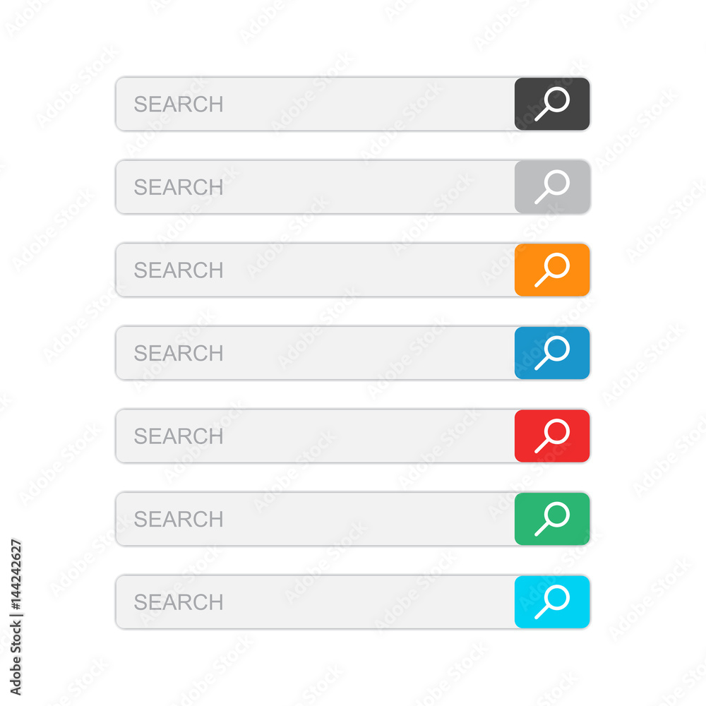Poster search bar field. set vector interface elements with search button. flat vector illustration on isol