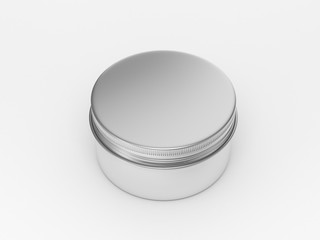 Open metal round tin mockup 3d rendering