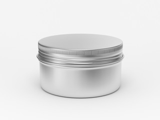 Open metal round tin mockup 3d rendering