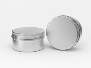 Open metal round tin mockup 3d rendering