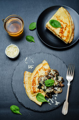Mushrooms spinach cheese Crepes