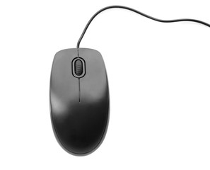 Modern computer mouse on white background