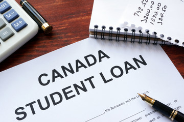 Canada student loan form on a table.