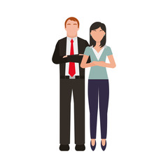 business couple avatars characters icon vector illustration design