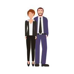 business couple avatars characters icon vector illustration design