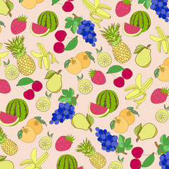 fruit: pineapple, Apple, cherry, watermelon, pear, strawberry