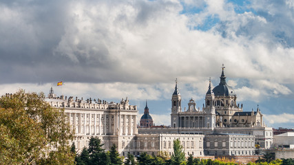 Fototapeta na wymiar Royal Palace of Madrid and Almudena Cathedral, Spain