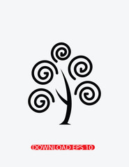 Tree with spiral icon, Vector