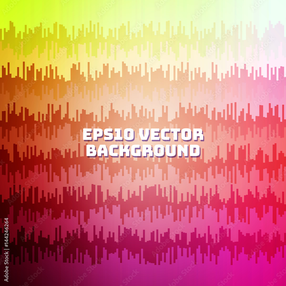 Poster abstract geometric background with bright distorted figures.