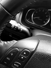 Leather steering wheel car.