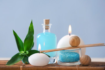 Spa composition on color background