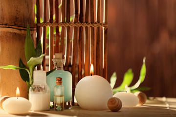 Beautiful spa composition on bamboo background