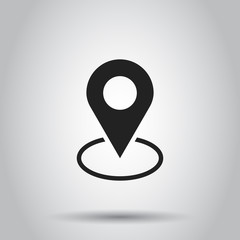 Pin icon vector. Location sign in flat style isolated on gray background. Navigation map, gps concept.