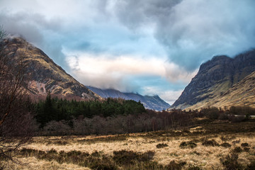 Scotland Glencoe highlands countryside hills and clouds