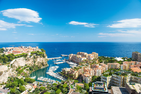 Panoramic view Monaco Fontvieille Mediterranean sea