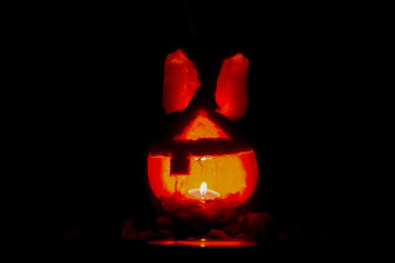 Naklejka premium Pumpkin in dark