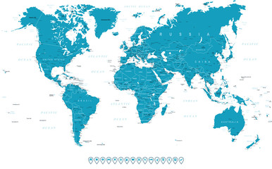 Fototapeta na wymiar World Map and Navigation Icons