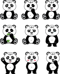 Cute panda set emotions